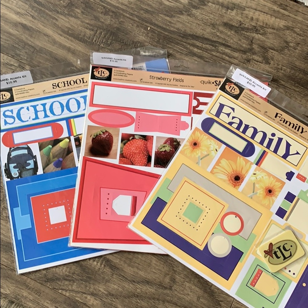 3 NEW Scrapbooking Kits Family School Strawberry